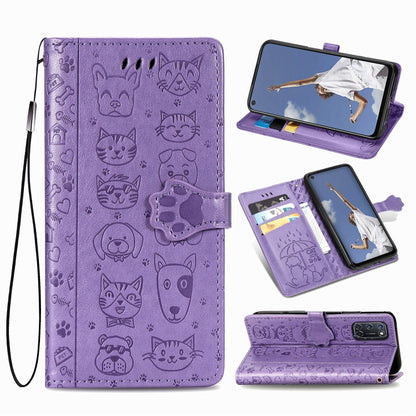 Cute Cat and Dog Embossed Horizontal Flip Leather Case with Bracket / Card Slot / Wallet / Lanyard, For OPPO A52/A72/A92