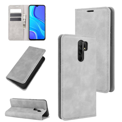 For Xiaomi Redmi 9 Retro-skin Business Magnetic Suction Leather Case with Holder & Card Slots & Wallet, For Xiaomi Redmi 9