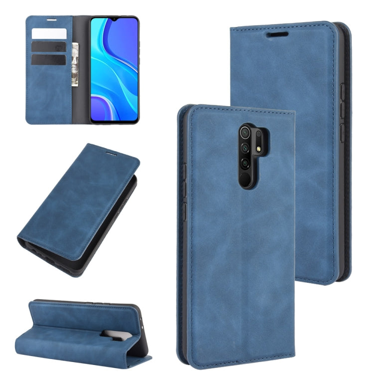 For Xiaomi Redmi 9 Retro-skin Business Magnetic Suction Leather Case with Holder & Card Slots & Wallet, For Xiaomi Redmi 9