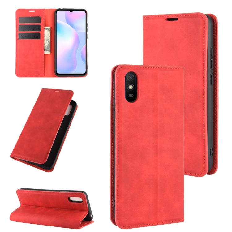 For Xiaomi Redmi 9A Retro-skin Business Magnetic Suction Leather Case with Holder & Card Slots & Wallet, For Redmi 9A