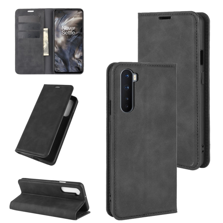 For OnePlus Nord Retro-skin Business Magnetic Suction Leather Case with Holder & Card Slots & Wallet, For OnePlus Nord