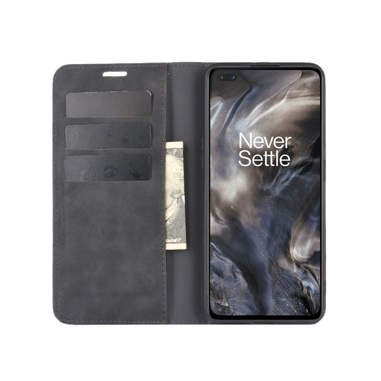 For OnePlus Nord Retro-skin Business Magnetic Suction Leather Case with Holder & Card Slots & Wallet, For OnePlus Nord