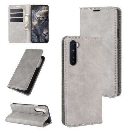 For OnePlus Nord Retro-skin Business Magnetic Suction Leather Case with Holder & Card Slots & Wallet, For OnePlus Nord