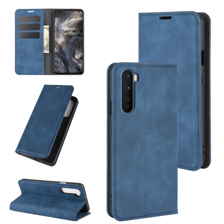 For OnePlus Nord Retro-skin Business Magnetic Suction Leather Case with Holder & Card Slots & Wallet, For OnePlus Nord