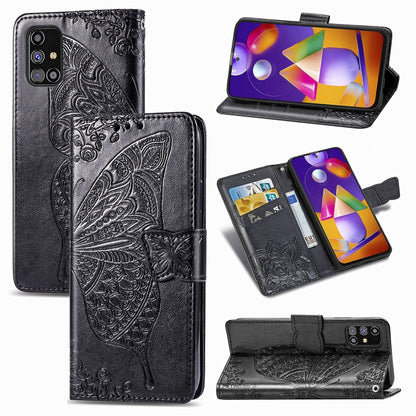 Butterfly Love Flower Embossed Horizontal Flip Leather Case with Holder & Card Slots & Wallet & Lanyard, For Samsung Galaxy M31s