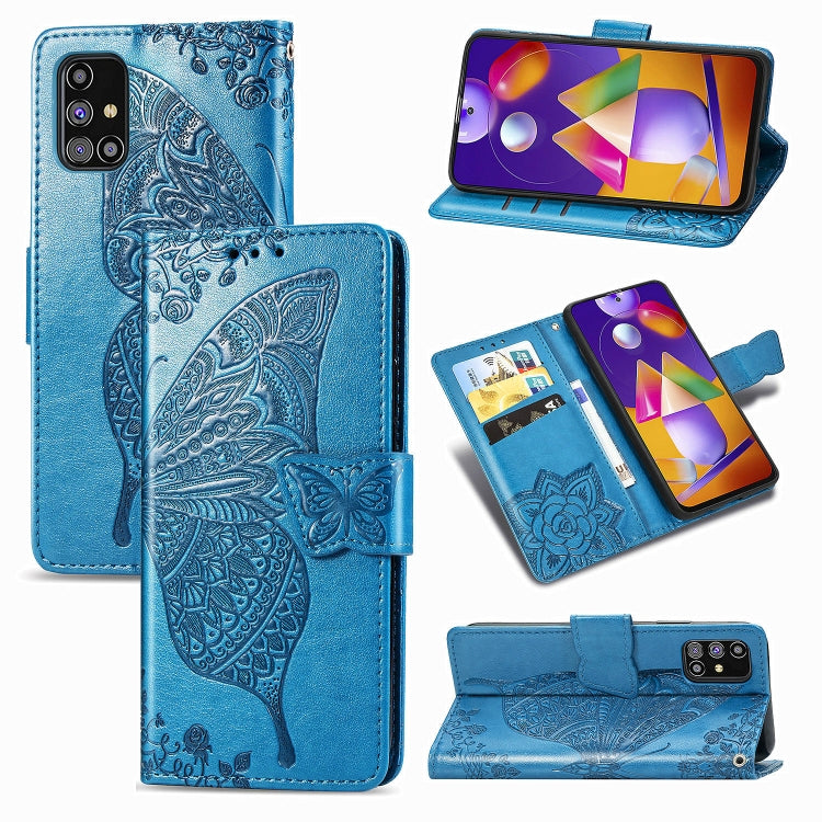 Butterfly Love Flower Embossed Horizontal Flip Leather Case with Holder & Card Slots & Wallet & Lanyard, For Samsung Galaxy M31s