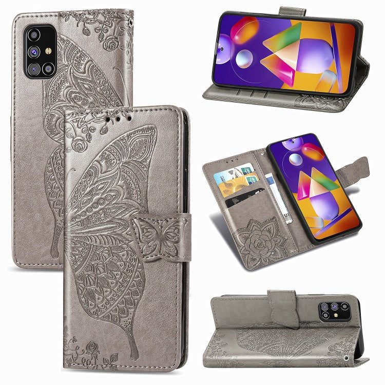 Butterfly Love Flower Embossed Horizontal Flip Leather Case with Holder & Card Slots & Wallet & Lanyard, For Samsung Galaxy M31s