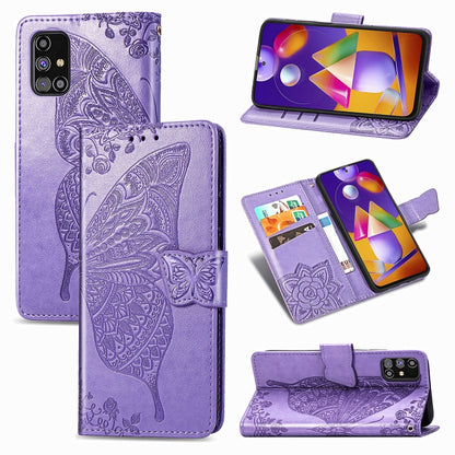 Butterfly Love Flower Embossed Horizontal Flip Leather Case with Holder & Card Slots & Wallet & Lanyard, For Samsung Galaxy M31s
