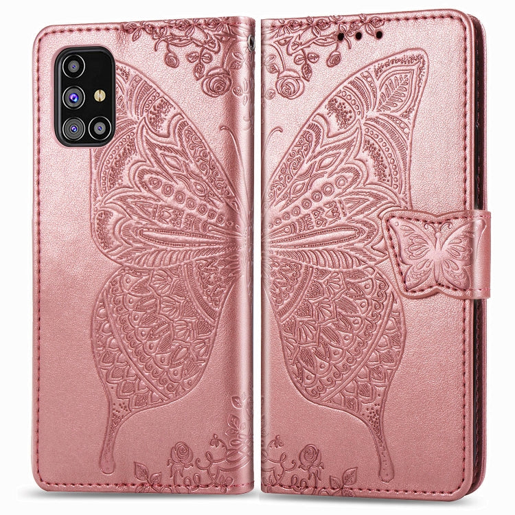 Butterfly Love Flower Embossed Horizontal Flip Leather Case with Holder & Card Slots & Wallet & Lanyard, For Samsung Galaxy M31s