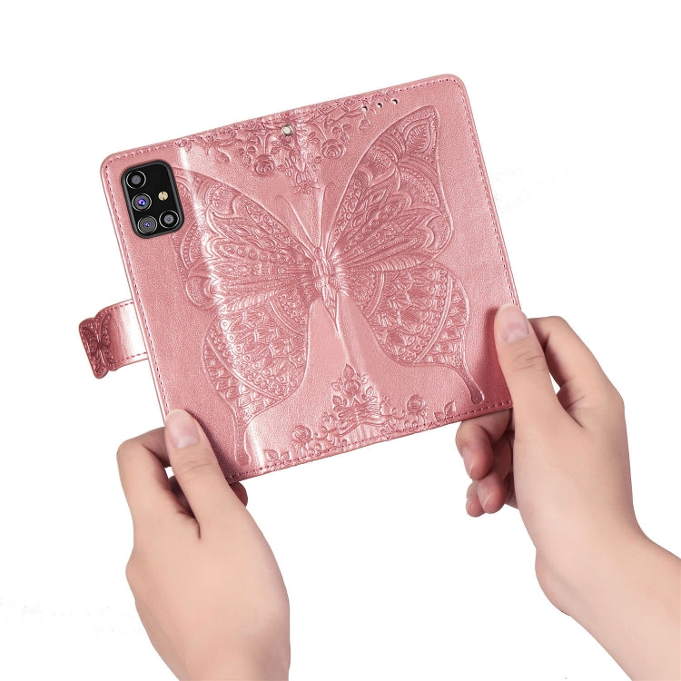 Butterfly Love Flower Embossed Horizontal Flip Leather Case with Holder & Card Slots & Wallet & Lanyard, For Samsung Galaxy M31s