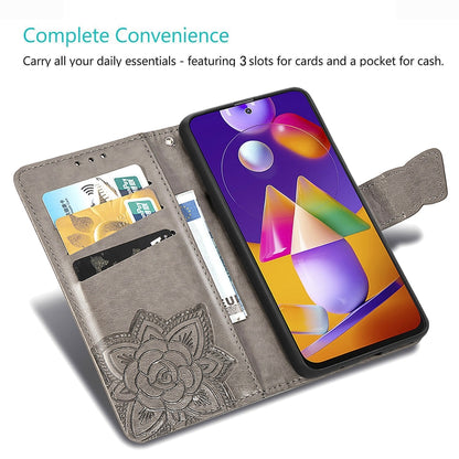 Butterfly Love Flower Embossed Horizontal Flip Leather Case with Holder & Card Slots & Wallet & Lanyard, For Samsung Galaxy M31s