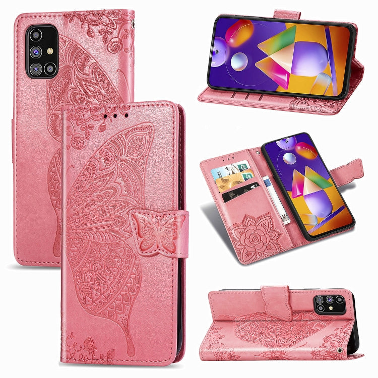 Butterfly Love Flower Embossed Horizontal Flip Leather Case with Holder & Card Slots & Wallet & Lanyard, For Samsung Galaxy M31s