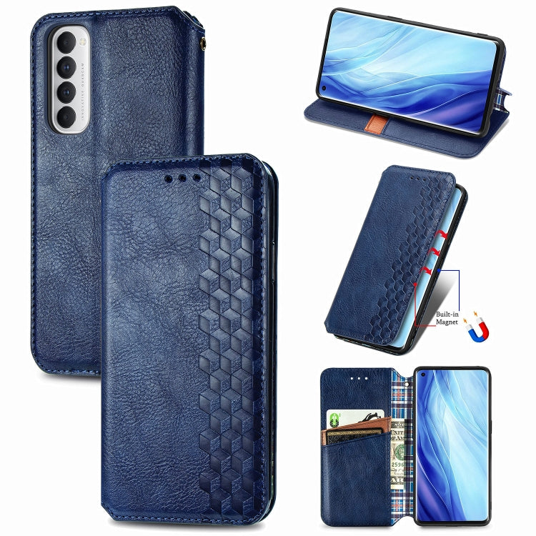 Cubic Grid Pressed Horizontal Flip Magnetic PU Leather Case with Holder & Card Slots & Wallet, For OPPO Reno4 Pro 4G, For OPPO A53 2020