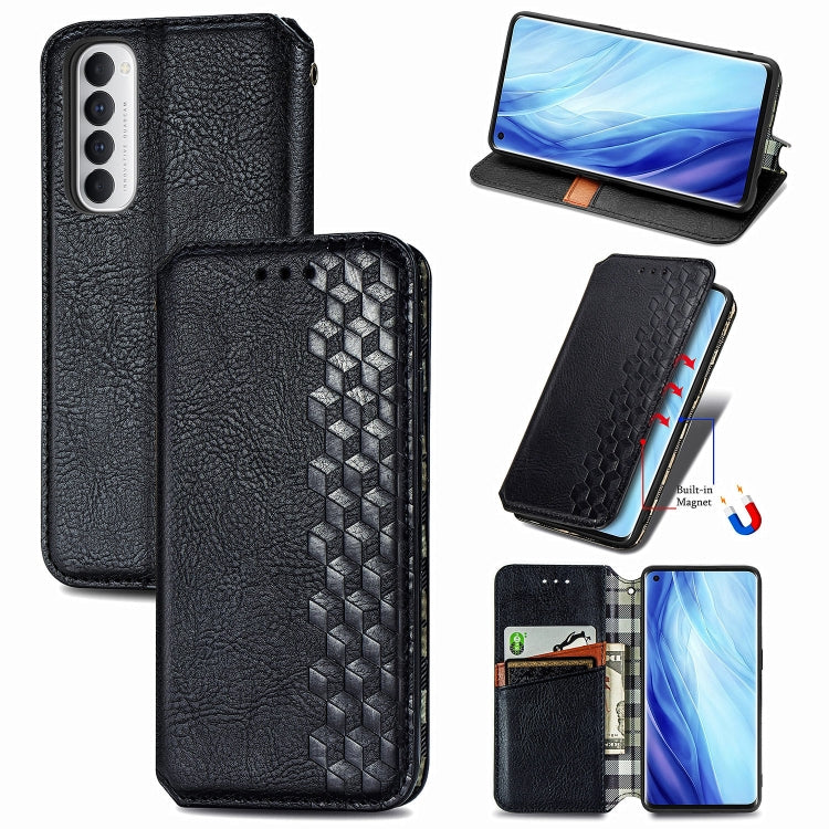 Cubic Grid Pressed Horizontal Flip Magnetic PU Leather Case with Holder & Card Slots & Wallet, For OPPO Reno4 Pro 4G, For OPPO A53 2020