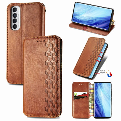 Cubic Grid Pressed Horizontal Flip Magnetic PU Leather Case with Holder & Card Slots & Wallet, For OPPO Reno4 Pro 4G, For OPPO A53 2020