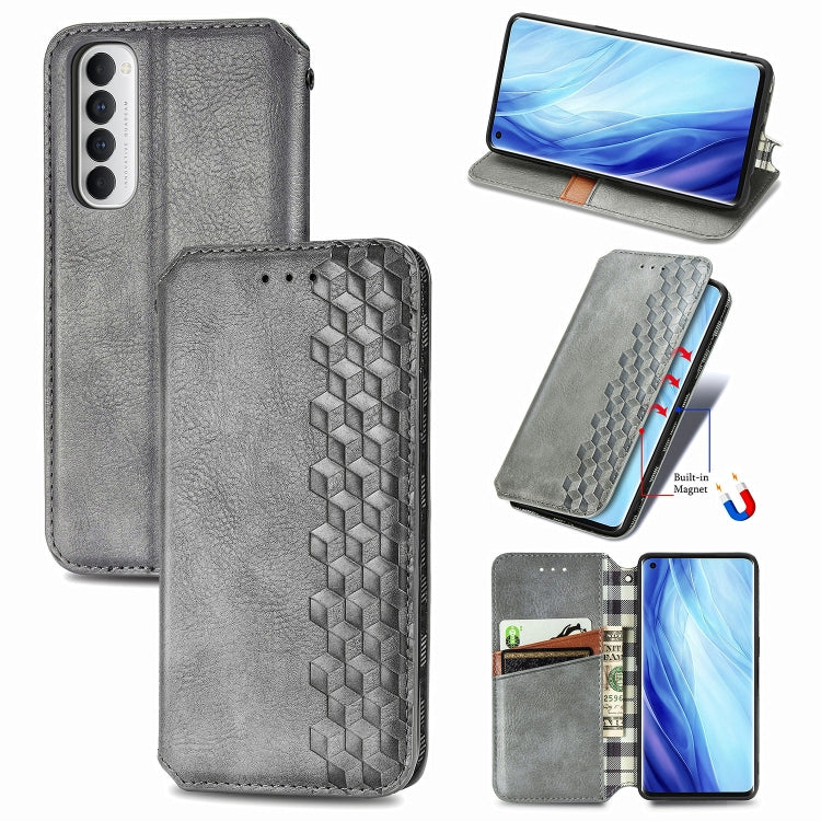 Cubic Grid Pressed Horizontal Flip Magnetic PU Leather Case with Holder & Card Slots & Wallet, For OPPO Reno4 Pro 4G, For OPPO A53 2020