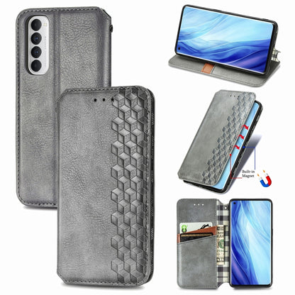 Cubic Grid Pressed Horizontal Flip Magnetic PU Leather Case with Holder & Card Slots & Wallet, For OPPO Reno4 Pro 4G, For OPPO A53 2020