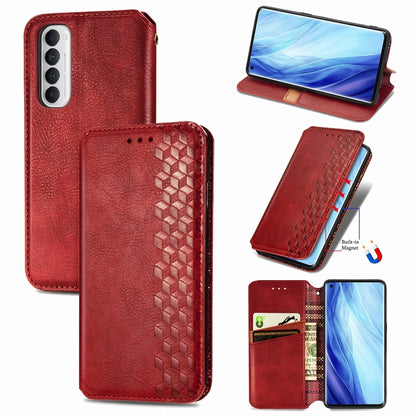Cubic Grid Pressed Horizontal Flip Magnetic PU Leather Case with Holder & Card Slots & Wallet, For OPPO Reno4 Pro 4G, For OPPO A53 2020