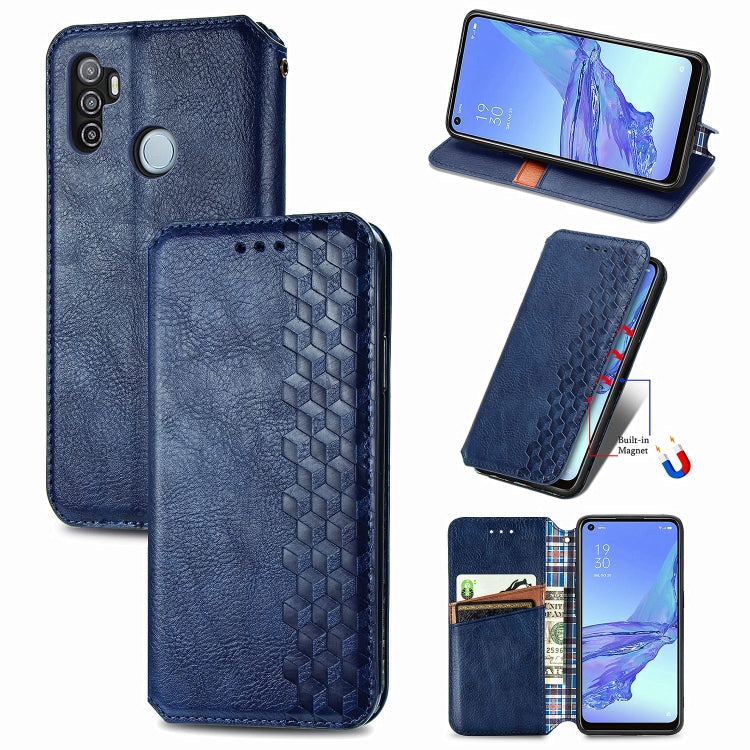 Cubic Grid Pressed Horizontal Flip Magnetic PU Leather Case with Holder & Card Slots & Wallet, For OPPO Reno4 Pro 4G, For OPPO A53 2020