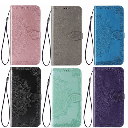 Embossed Mandala Pattern TPU + PU Horizontal Flip Leather Case with Holder & Three Card Slots & Wallet, For OPPO Realme X7, For OPPO Realme X7 Pro, For OPPO  A72 5G