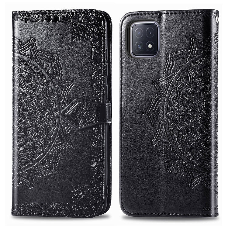 Embossed Mandala Pattern TPU + PU Horizontal Flip Leather Case with Holder & Three Card Slots & Wallet, For OPPO Realme X7, For OPPO Realme X7 Pro, For OPPO  A72 5G