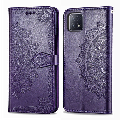Embossed Mandala Pattern TPU + PU Horizontal Flip Leather Case with Holder & Three Card Slots & Wallet, For OPPO Realme X7, For OPPO Realme X7 Pro, For OPPO  A72 5G