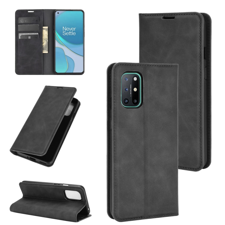 For OnePlus 8T Retro-skin Business Magnetic Suction Leather Case with Holder & Card Slots & Wallet, For OnePlus 8T
