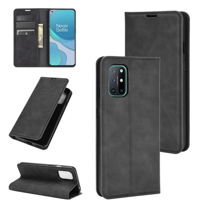 For OnePlus 8T Retro-skin Business Magnetic Suction Leather Case with Holder & Card Slots & Wallet, For OnePlus 8T