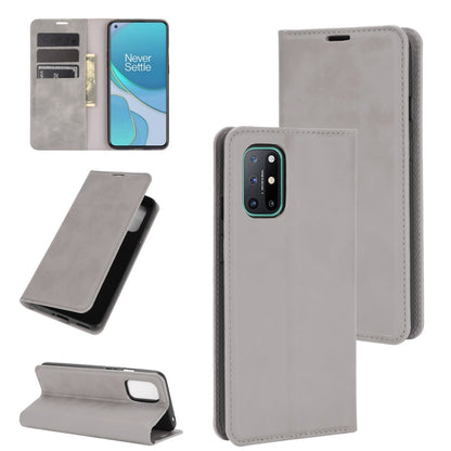 For OnePlus 8T Retro-skin Business Magnetic Suction Leather Case with Holder & Card Slots & Wallet, For OnePlus 8T