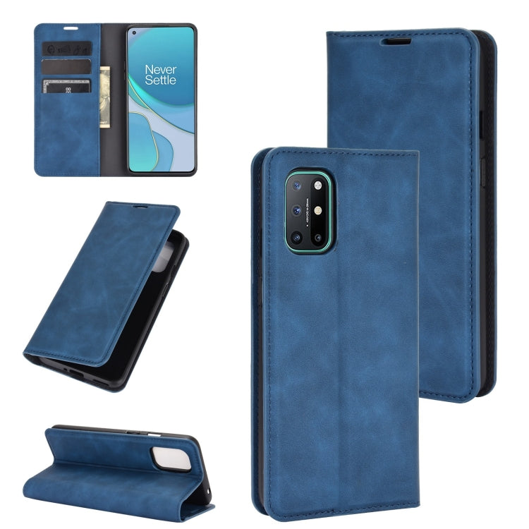 For OnePlus 8T Retro-skin Business Magnetic Suction Leather Case with Holder & Card Slots & Wallet, For OnePlus 8T