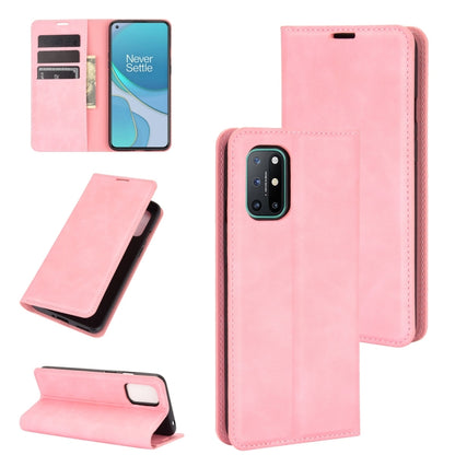 For OnePlus 8T Retro-skin Business Magnetic Suction Leather Case with Holder & Card Slots & Wallet, For OnePlus 8T