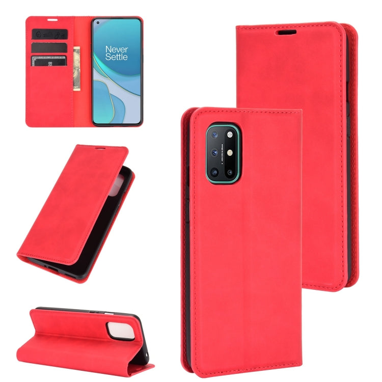 For OnePlus 8T Retro-skin Business Magnetic Suction Leather Case with Holder & Card Slots & Wallet, For OnePlus 8T