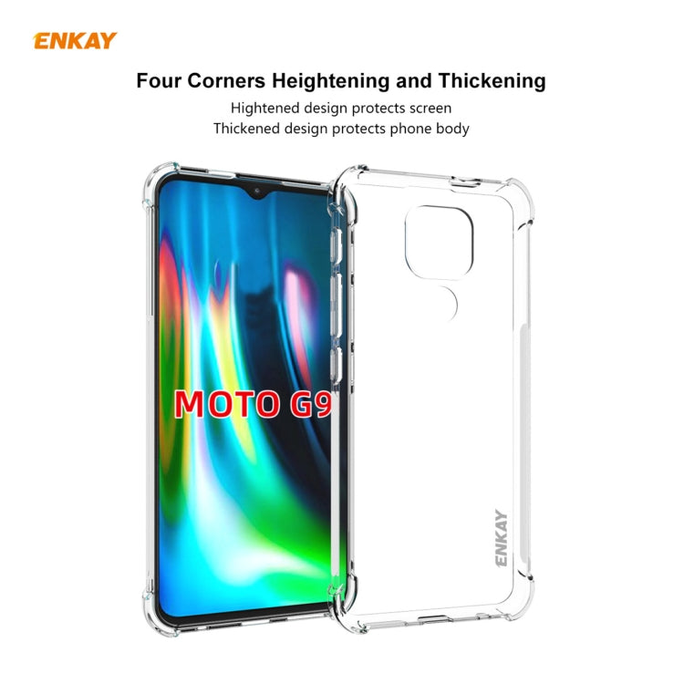 Hat-Prince ENKAY Clear TPU Shockproof Case Soft Anti-slip Cover + 0.26mm 9H 2.5D Full Glue Full Coverage Tempered Glass Protector Film, For Motorola Moto G9 / G9 Play, For Xiaomi Redmi 9A, For Xiaomi Redmi 9C, For Samsung Galaxy M51                    ...