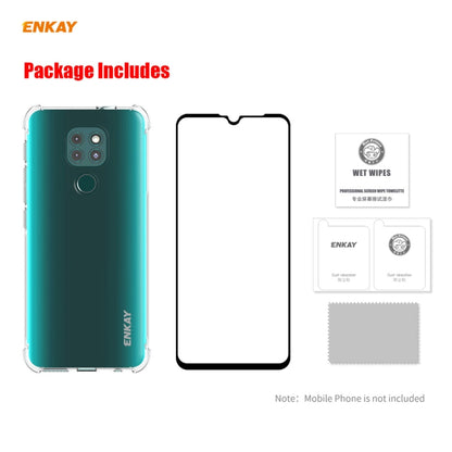 Hat-Prince ENKAY Clear TPU Shockproof Case Soft Anti-slip Cover + 0.26mm 9H 2.5D Full Glue Full Coverage Tempered Glass Protector Film, For Motorola Moto G9 / G9 Play, For Xiaomi Redmi 9A, For Xiaomi Redmi 9C, For Samsung Galaxy M51                    ...