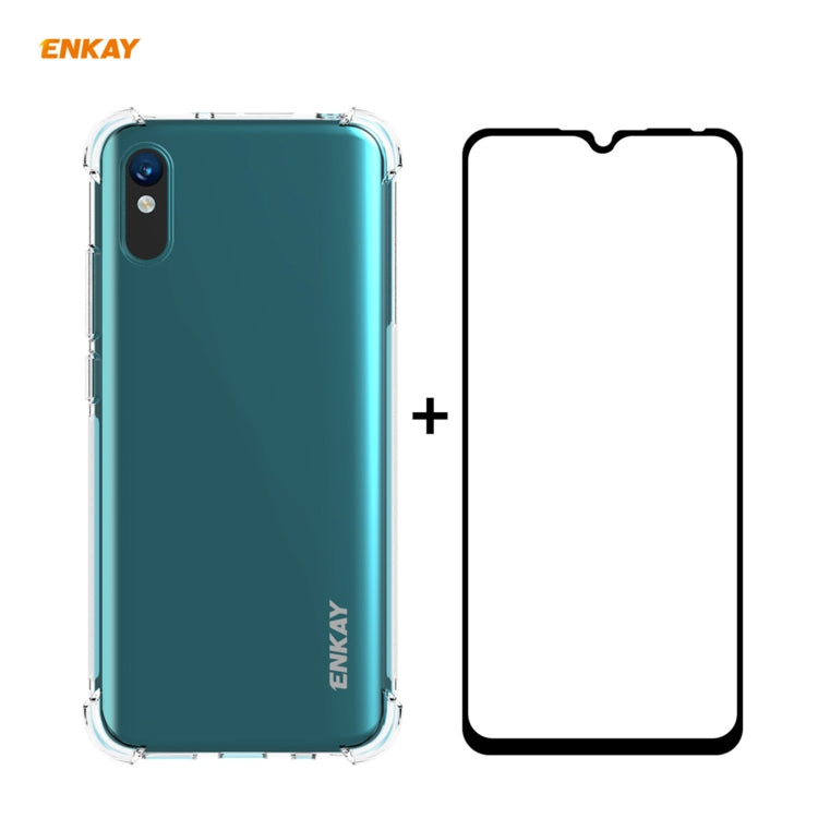 Hat-Prince ENKAY Clear TPU Shockproof Case Soft Anti-slip Cover + 0.26mm 9H 2.5D Full Glue Full Coverage Tempered Glass Protector Film, For Motorola Moto G9 / G9 Play, For Xiaomi Redmi 9A, For Xiaomi Redmi 9C, For Samsung Galaxy M51                    ...