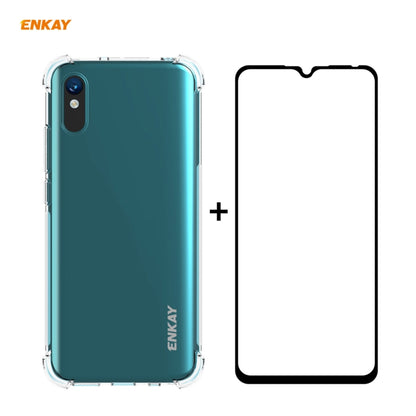 Hat-Prince ENKAY Clear TPU Shockproof Case Soft Anti-slip Cover + 0.26mm 9H 2.5D Full Glue Full Coverage Tempered Glass Protector Film, For Motorola Moto G9 / G9 Play, For Xiaomi Redmi 9A, For Xiaomi Redmi 9C, For Samsung Galaxy M51                    ...