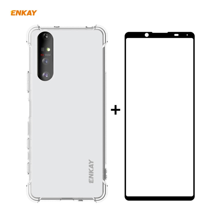 Hat-Prince ENKAY Clear TPU Shockproof Case Soft Anti-slip Cover + 0.26mm 9H 2.5D Full Glue Full Coverage Tempered Glass Protector Film, For Motorola Moto G9 / G9 Play, For Xiaomi Redmi 9A, For Xiaomi Redmi 9C, For Samsung Galaxy M51                    ...