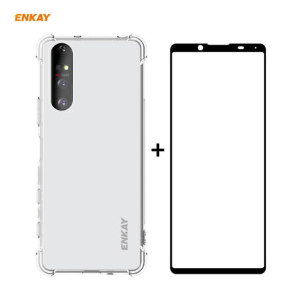 Hat-Prince ENKAY Clear TPU Shockproof Case Soft Anti-slip Cover + 0.26mm 9H 2.5D Full Glue Full Coverage Tempered Glass Protector Film, For Motorola Moto G9 / G9 Play, For Xiaomi Redmi 9A, For Xiaomi Redmi 9C, For Samsung Galaxy M51                    ...