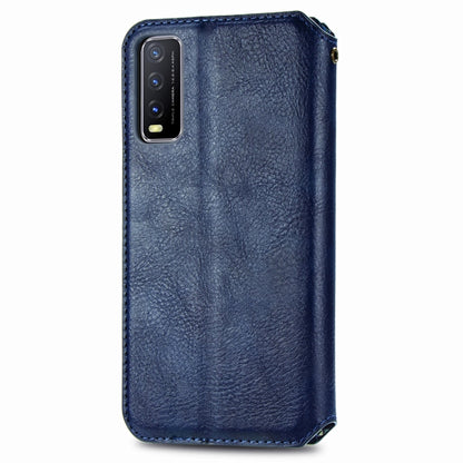 Cubic Grid Pressed Horizontal Flip Magnetic PU Leather Case with Holder & Card Slots & Wallet, For vivo Y20