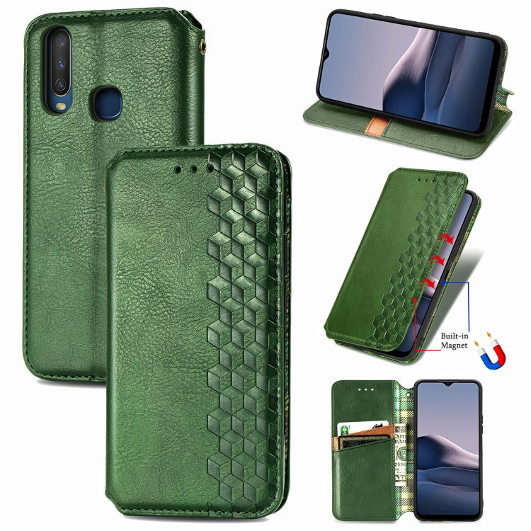 Cubic Grid Pressed Horizontal Flip Magnetic PU Leather Case with Holder & Card Slots & Wallet, For vivo Y20