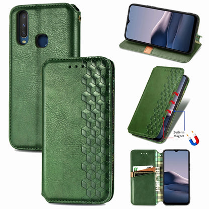 Cubic Grid Pressed Horizontal Flip Magnetic PU Leather Case with Holder & Card Slots & Wallet, For vivo Y20