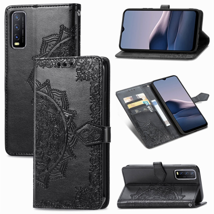 Mandala Flower Embossed Horizontal Flip Leather Case with Bracket / Card Slot / Wallet / Lanyard, For OPPO F17 Pro, For OPPO F17, For vivo Y20, For Google Pixel 4a 5G
