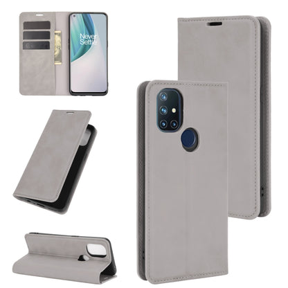 For OnePlus Nord N10 5G Retro-skin Business Magnetic Suction Leather Case with Holder & Card Slots & Wallet, For OnePlus Nord N10 5G