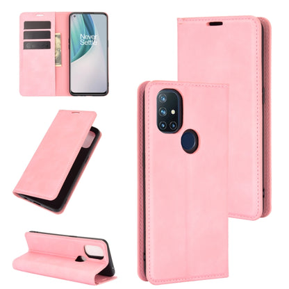 For OnePlus Nord N10 5G Retro-skin Business Magnetic Suction Leather Case with Holder & Card Slots & Wallet, For OnePlus Nord N10 5G
