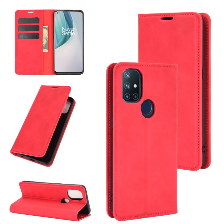 For OnePlus Nord N10 5G Retro-skin Business Magnetic Suction Leather Case with Holder & Card Slots & Wallet, For OnePlus Nord N10 5G