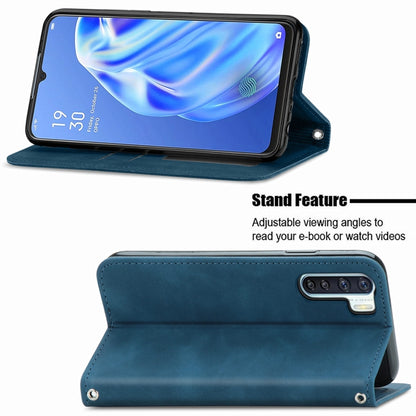 Retro Skin Feel Business Magnetic Horizontal Flip Leather Case With Holder & Card Slots & Wallet & Photo Frame, For OPPO  F15, For OPPO A8