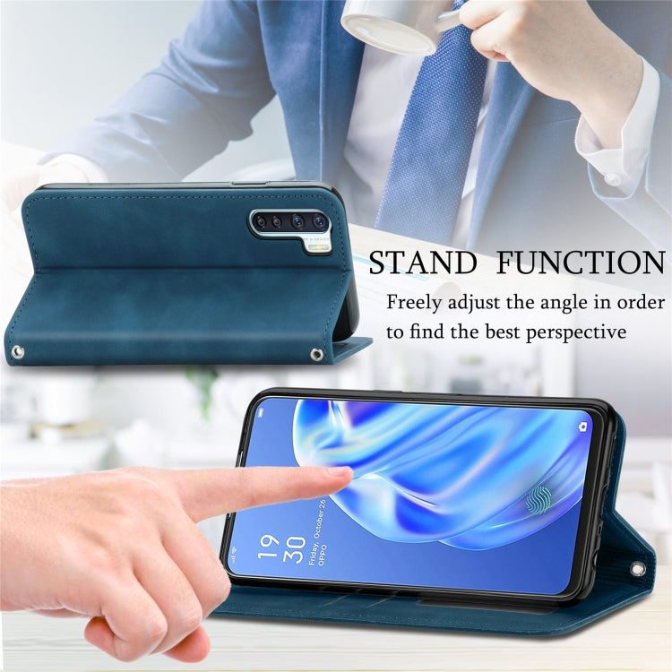 Retro Skin Feel Business Magnetic Horizontal Flip Leather Case With Holder & Card Slots & Wallet & Photo Frame, For OPPO  F15, For OPPO A8
