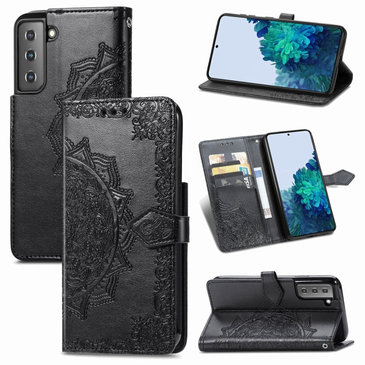 Mandala Flower Embossed Horizontal Flip Leather Case with Holder & Three Card Slots & Wallet & Lanyard, For Galaxy S21 5G, For Galaxy S21 Ultra 5G, For OnePlus Nord N10 5G, For vivo Y73S 5G