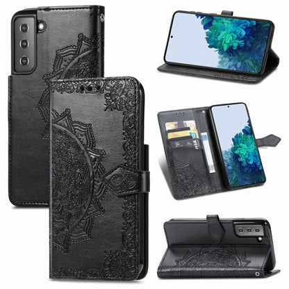 Mandala Flower Embossed Horizontal Flip Leather Case with Holder & Three Card Slots & Wallet & Lanyard, For Galaxy S21 5G, For Galaxy S21 Ultra 5G, For OnePlus Nord N10 5G, For vivo Y73S 5G