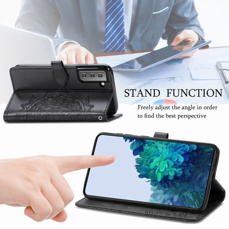 Mandala Flower Embossed Horizontal Flip Leather Case with Holder & Three Card Slots & Wallet & Lanyard, For Galaxy S21 5G, For Galaxy S21 Ultra 5G, For OnePlus Nord N10 5G, For vivo Y73S 5G